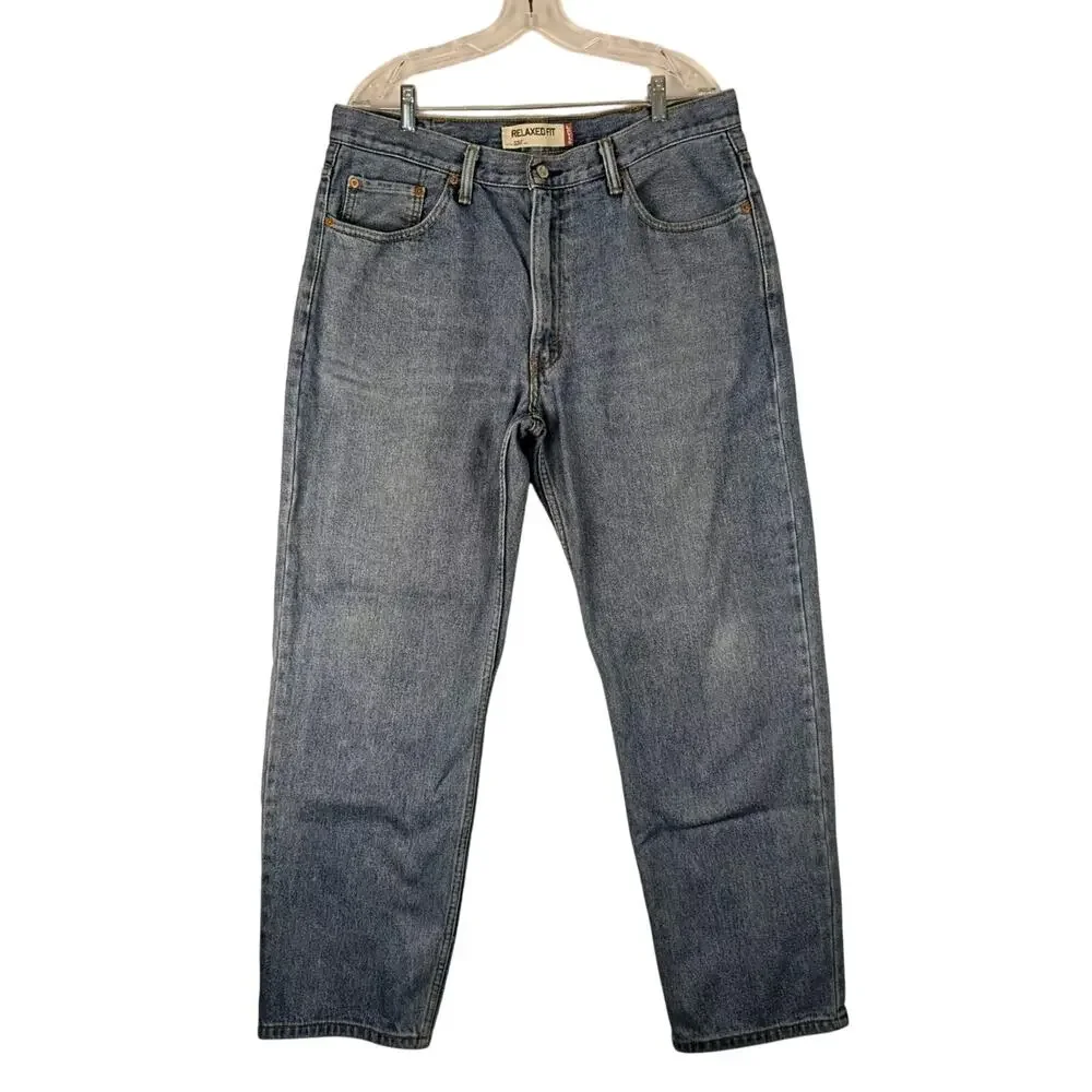Levis 550 Jeans Relaxed Fit 36x31 Blue Tapered Denim Y2K Distressed Medium Wash